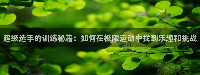 尊龙官方正版app娱乐网站：超级选手的训练秘籍：如何在极限运